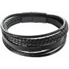 Náramok pánsky s koženkovými pásikmi a sponou na magnet 43023.3 čierny