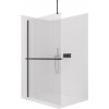 CERANO - Sprchová zástena Walk-in Onyx Top Round Ľ/P - 8 mm - guľatá vzpera + polička/držiak na uteráky - čierna matná, ryhované sklo - 90x200 cm