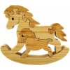 Puzzle AMADEA Drevené puzzle hojdací kôň, masívne drevo dvoch druhov drevín, 13,5x11,5x3 cm (26984-LO)