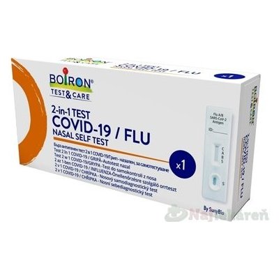 BOIRON Test&Care 2-in-1 COVID-19/FLU nosový samodiagnostický test 1 ks