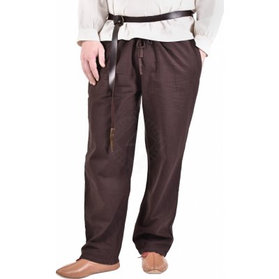 Outfit4Events Prosté středověké kalhoty Hagen pro muže i ženy, hnědé