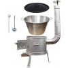 Perfect Home kotlík na guláš nerez 1,2 mm 40 l, pokrievka smalt 53 cm, Perfect Home kotlina nerez 45 cm TOPLUX, vareška 50 cm SMREK, naberačka antikor INOX
