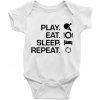 Stolný tenis - eat sleep - Body dojčenské s krátkym rukávom - Krátký r. 12-18 mes ( Biela )