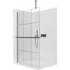 CERANO - Sprchová zástena Walk-in Onyx Top Cube Ľ/P - 8 mm - hranatá vzpera + polička/držiak na uteráky - čierna matná, industriálne sklo - 110x200 cm