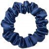 MURU Úzka Saténová Scrunchie gumička - Tmavomodrá Lesklá