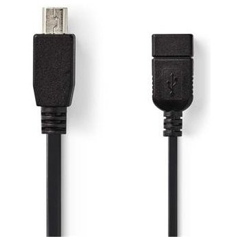 Nedis CCGP60315BK02 USB 2.0/ zástrčka mini B - zásuvka A/ podpora OTG/, 20cm, černý