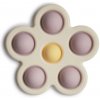 Mushie Silikónová hračka pop-it Flower Soft lilac Pale daffodil