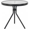 Tempo Kondela Záhradný príručný stolík, čierna oceľ/tvrdené číre sklo, HABIR