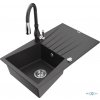 MEXEN/S MEXEN/S - Cesar granitový drez 1 s odkvapkávačom vrátane batérie Savita, čierna kropenatá 6514-76-672601-76