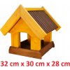 MKSTOR Drevené kŕmitko pre vtáky 32cmx30cmx28cm, vtáčia búdka + stojan, hnedá