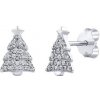 Silvego Strieborné náušnice kôstky vianočný stromček s čírymi Brilliance Zirconia ZT222503EW
