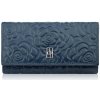 Paolo Peruzzi Dámska kožená peňaženka s kvetinovým vzorom a RFID ochranou | tmavomodrá AL-14-NV