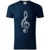 Husľový kľúč z nôt - Tričko z organickej bavlny - 2XL ( Tmavomodrá (veľmi tmavá - skoro čierna) )