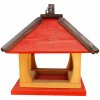 MKSTOR Drevené kŕmitko pre vtáky 35cmx32cmx26cm, vtáčia búdka, červená