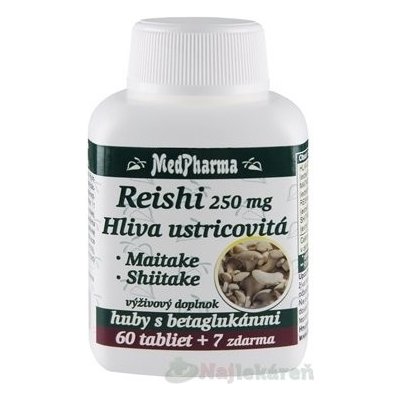 MedPharma REISHI 250 mg, Hliva ustricovitá, 60+7 zdarma (67 ks)