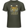 Mymate Predĺžené Tričko MY111 - All I Need is Beer - Olive / Heather Olive - XL - Pánske