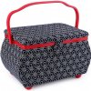 Kazeta / košík na šitie čalúnený - modrošedá tm.