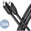 AXAGON BUCM3-CM30AB, SPEED kabel USB-C USB-C, 3m, USB 3.2 Gen 1, PD 60W 3A, ALU, oplet, černý