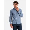 Ombre Clothing Pánska košeľa s dlhým rukávom Condé modrá M