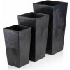 HowHomely PLASTOVÝ KVETINÁČ PORTO 3KS 67,7X35 CM+46,5X25 CM+57X30 CM IMITÁCIA BETÓNU ČIERNA