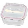 Slovakia Trend MagicHome 8011065 - Dóza štvorcová, s vekom, 1200 ml, s príborom, Clip, sklenená