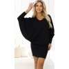 Čierne teplé svetrové šaty s netopierími rukávmi 402-10 L/XL