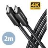 AXAGON BUCM32-CM20AB, SPEED+ kabel USB-C USB-C, 2m, USB 3.2 Gen 2, PD 100W 5A, 4k HD, ALU, oplet, černý