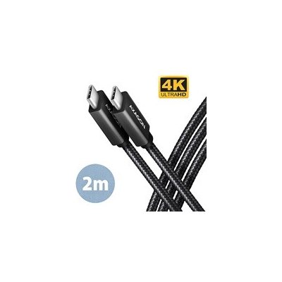 AXAGON BUCM32-CM20AB, SPEED+ kabel USB-C USB-C, 2m, USB 3.2 Gen 2, PD 100W 5A, 4k HD, ALU, oplet, černý