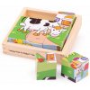 Bigjigs Toys Obrázkové kocky kubusy Zvieratká 9 kociek Bigjigs Toys