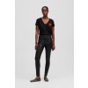 DŽÍNSY KARL LAGERFELD COATED SKINNY DENIM PANTS METALLIC BLACK