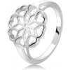Šperky eshop - Strieborný 925 prsteň - vyrezávaný kvet, srdiečkové lupene C22.8 - Veľkosť: 59 mm