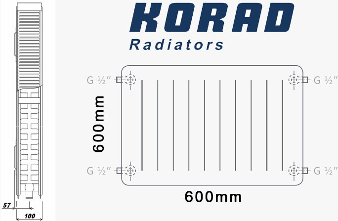 Korad Radiators 22K 600 x 600 mm