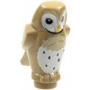 92084pb06 Dark Tan Owl, Angular Features with Yellow Beak (Tmavě hnědá sova, hranaté rysy se žlutým zobákem, černýma očima a tmavě hnědým a bílým vzorem peří na hrudi )