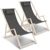 Yakimz Deckchair Camping Relax Lounger Folding Wooden Cosy Folding Deckchair Sun Lounger Wood Šedá With Handrails 2 Pieces
