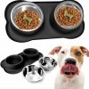 DVOJITÁ MISKA PRE PSA MAČKU KOVOVÁ PROTIŠMYKOVÁ 2 MISKY + PODLOŽKA