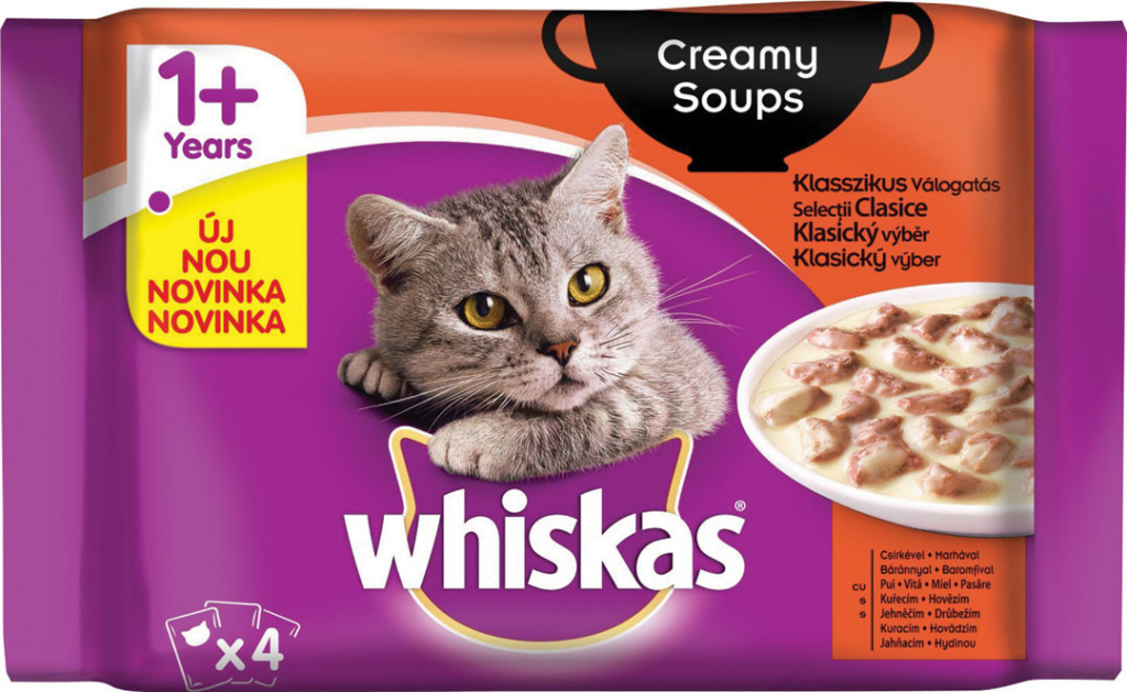Whiskas Creamy soups krémový výber 4 x 85 g