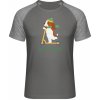 Mymate Predĺžené Tričko MY111 - Pes na kolobežke - Grey Solid / Heather Grey - XXL - Pánske