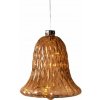 SIRIUS Sklenený LED zvon, hnedý, Ø 9 × 10 cm, 5 LED, IP20, 1× AAA