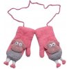 Zimné rukavičky so šnúrkou a kožúškom, Ovečka, Baby Nellys, ružové, 98/104, 13cm Baby Nellys