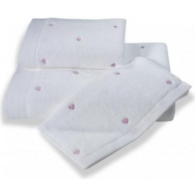 Soft Cotton Malý ručník Micro love 30 x 50 cm bílá lila srdíčka