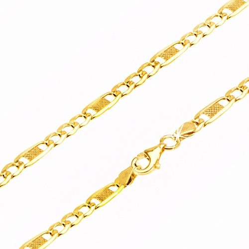 Šperky eshop Zlatá retiazka - tri oválne očká a jedno dlhšie s mriežkou S3GG24.03