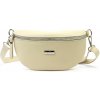 MiaMore 01-029 béžová dámska kožená kabelka na opasok, crossbody 23 x 13 x 6 cm