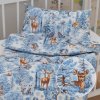 Biante Detské bavlnené posteľné obliečky do postieľky Sandra SA-674 Lesné zvieratá v zimnom lese na modrom Do postieľky 90x130 a 40x60 cm