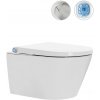 CERANO - WC závesné s integrovaným elektronickým bidetom Cronus Standard, Vortex Rimless 180 ° + UF sedátko - biela lesklá - 59,3x38,4 cm