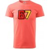 67 - čísla - Klasické pánske tričko vyššej gramáže - 2XL ( Korálová )