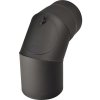 Koleno dymovodu 145/90 mm s otvorom čierne hrubostenné
