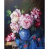 Kvety v modrej váze - Akad. mal. Igor Navrotskyi, originálny, ručne maľovaný obraz M (do veľkosti 65x65cm) Viac farieb