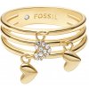 Fossil Trojitý pozlátený prsteň so srdiečkami Sutton JA7304710