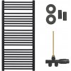 CERANO - Kúpeľňový radiátorový set Antonio - ústredné vykurovanie - bočné jednobodové pripojenie - 857W - čierna matná - 1460x550 mm CER-663556