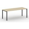 Rokovací kancelársky stôl PRIMO SQUARE, 200x80 cm, čierna podnož, breza